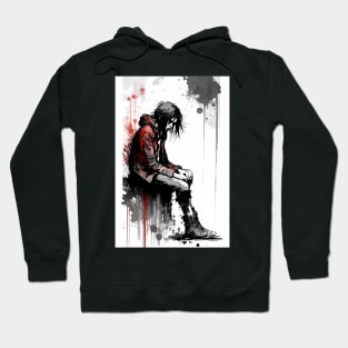 Dejected Man Sitting on a Ledge Pouting Hoodie